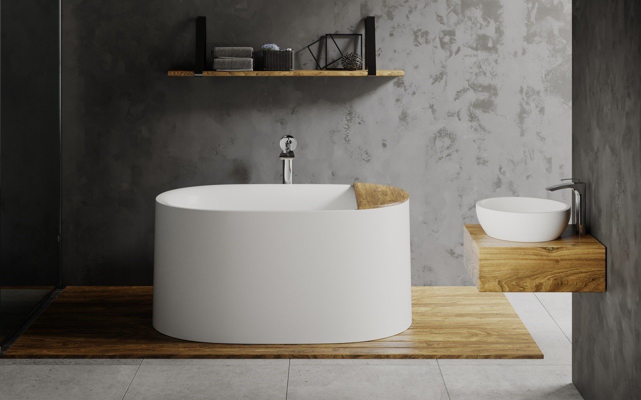 Sophia freestanding stone bathtub by Aquatica